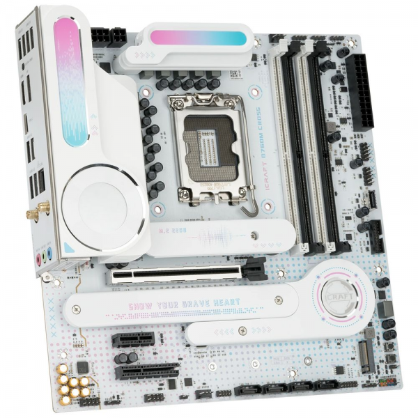 Материнская плата Maxsun MS-iCraft B760M CROSS B760, LGA1700, 4*DDR5, 1*PCIEx16, 1*PCIEx4, 1*PCIEx1, 3*M.2, 1*TypeC, 6*USB3.2Gen1, 8*USB2.0, 4*SATA3.0, 2.5G, DP, HDMI, M-ATX, RTL