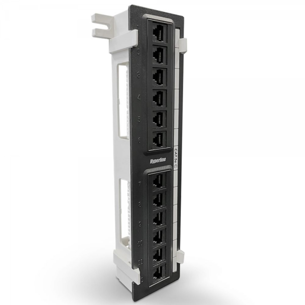 Панель Hyperline PPW-12-8P8C-C5e Патч-панель настенная, 12 портов RJ-45(8P8C), категория 5е, с подставкой