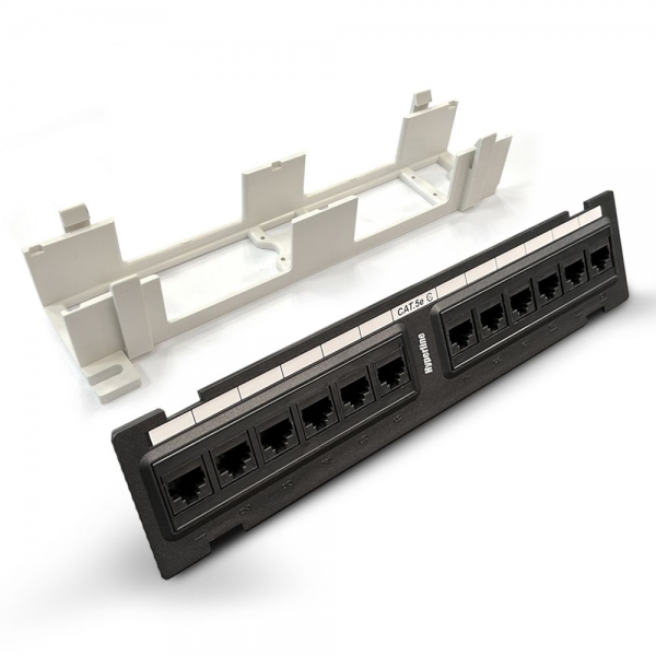 Панель Hyperline PPW-12-8P8C-C5e Патч-панель настенная, 12 портов RJ-45(8P8C), категория 5е, с подставкой