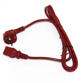 Сетевой кабель Hyperline PWC-IEC13-SHM-5.0-RD питания компьютера (Schuko+C13) (3x1.0), 10A, угловая вилка, 5м, цвет красный (ПВС-АП-3*1,0-250-S22C13-10-5,0 ГОСТ 28244-96)