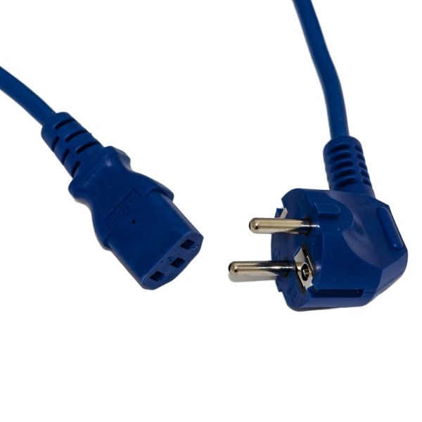 Сетевой кабель Hyperline PWC-IEC13-SHM-5.0-RD  питания компьютера (Schuko+C13) (3x1.0), 10A, угловая вилка, 5м, цвет красный (ПВС-АП-3*1,0-250-S22C13-10-5,0 ГОСТ 28244-96)