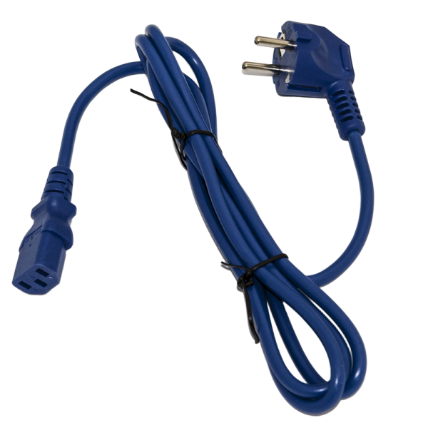 Сетевой кабель Hyperline PWC-IEC13-SHM-5.0-RD  питания компьютера (Schuko+C13) (3x1.0), 10A, угловая вилка, 5м, цвет красный (ПВС-АП-3*1,0-250-S22C13-10-5,0 ГОСТ 28244-96)