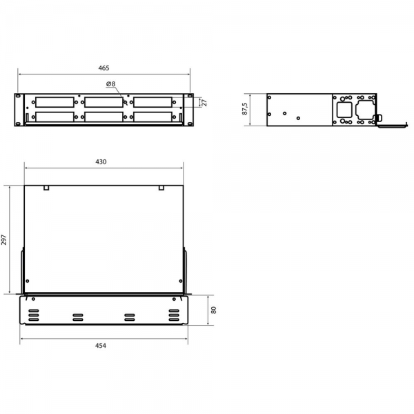 Бокс оптический Hyperline FO-19V-2U-6xSLT-W130H30-48UN-BK Бокс оптический универсальный 19