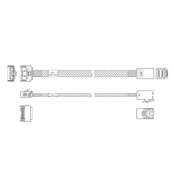 Кабель JPC P731IDN00800-1 Cable MCIO x4 38P (прямой Straight Type) TO HD MiniSAS 4i 36P (SFF8643, прямой Straight Type) , 85 Ohm, L:80cm