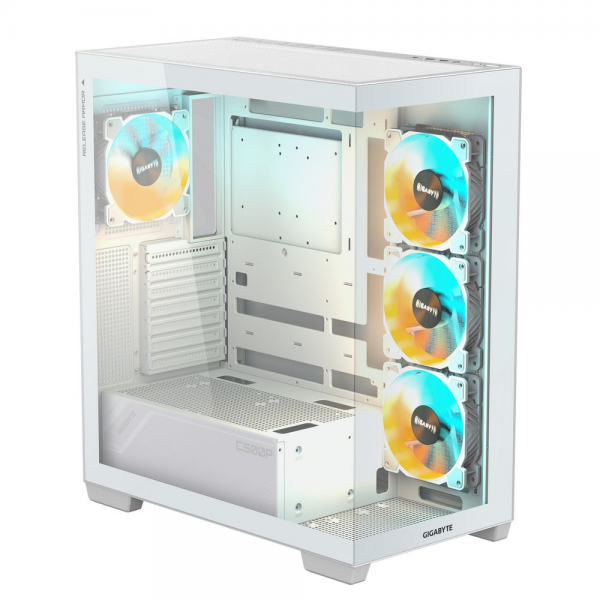 Корпус для ПК Gigabyte C500PI ST White, MidTower, ATX, Panoramic, USB-C x1, USB 3.0 x2, Audio I/O, Black, VGA 410mm, TG