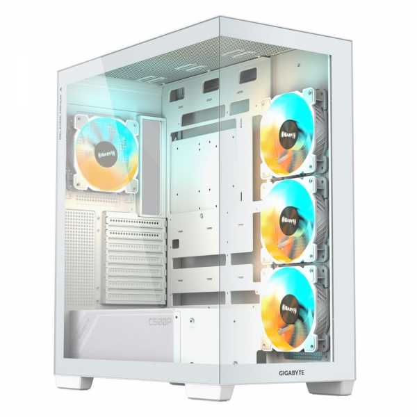 Корпус для ПК Gigabyte C500PI ST White, MidTower, ATX, Panoramic, USB-C x1, USB 3.0 x2, Audio I/O, Black, VGA 410mm, TG