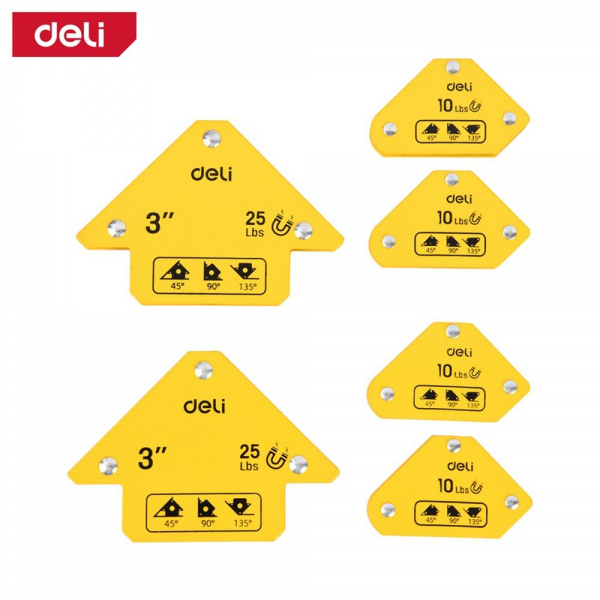 Инструмент зажимной  Deli Набор угольников-фиксаторов магнитных для сварки Deli DDL-HDW06-EH1 2 х макс. усилие 11кг, 4 х макс. усилие 4кг, углы 45,90,135 град.