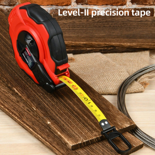 Мерная лента Deli DL9920Y  20м x 14,5мм, ударопрочный корпус с резиновыми вставками, полотно из стекловолокна и ПВХ, увеличенная скорость сматывания ленты