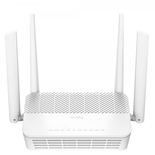Маршрутизатор CUDY AX3000 2 5G Wi-Fi 6 Mesh PoE Router Dual Band, Chipset MT7981BA+MT7976CN+MT7531AE+RTL8221B, 802.11ax/ac/a/b/g/n, 2402Mbps at 5GHz + 574Mbps at 2.4GHz, 1 x 2.5G Port(PoE-IN,802.3at/af or Passive PoE), 4 x 10/100/1000Mbps Ports, 4 x 5dBi