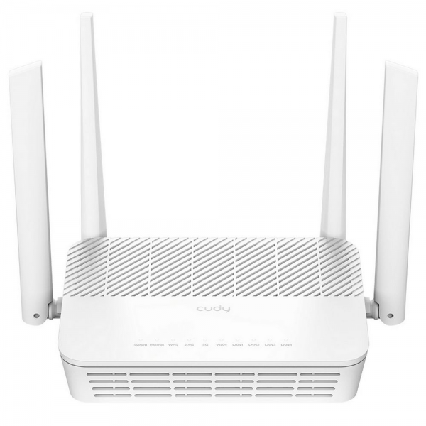 Маршрутизатор CUDY AX3000 Gigabit Wi-Fi 6 Mesh Router Dual Band, Chipset MT7981BA+MT7976CN+MT7531AE, 802.11ax/ac/a/b/g/n, 2402Mbps at 5GHz + 574Mbps at 2.4GHz, 5 x 10/100/1000Mbps Ports, 4 x 5dBi fixed antennas, WiFi router/AP/ Repeater/WISP Mode, PPTP/L2