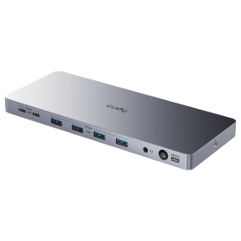 Концентратор CUDY 13-IN-1 10Gbps USB-C Dual 4K Docking Station | 150W PSU Up to One 5K(5120x2880p60) or Two 4K(4096x2160p60) Video output, 2 x Display 1.2a Port, 2 x HDMI 2.0 Port;1 x 10Gbps Upstream USB-C 3.2Gen2 port (PD 100W);  2 x 10Gbps USB-C 3.2Gen2