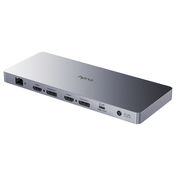 Концентратор CUDY 13-IN-1 10Gbps USB-C Dual 4K Docking Station | 150W PSU Up to One 5K(5120x2880p60) or Two 4K(4096x2160p60) Video output, 2 x Display 1.2a Port, 2 x HDMI 2.0 Port;1 x 10Gbps Upstream USB-C 3.2Gen2 port (PD 100W);  2 x 10Gbps USB-C 3.2Gen2