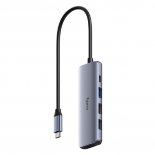 Концентратор CUDY  UH405  5-IN-1 USB-C Hub with 4K HDMI 5-IN-1 USB Hub, Aluminium housing,1 USB-C 3.0 5Gbps male connecter with 25cm cable, 1x 4K@30Hz HDMI Port, 1x 100W USB-C port for PD Charging, 1 USB-A 3.0 5Gbps Port, 2 USB-A 2.0 Data Ports,  compatib