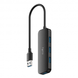 Концентратор CUDY  UH40A  4-Port USB-A 3 0 Hub USB-A to 4-Port USB-A 3.0 Hub, Plastic housing,  1 USB-A 3.0 5Gbps male connecter with 20cm cable, 4 USB-A 3.0 5Gbps Ports, compatible with MacBook, Mac Pro, Mac mini, iMac, Surface Pro, XPS, PC, Flash Drive,