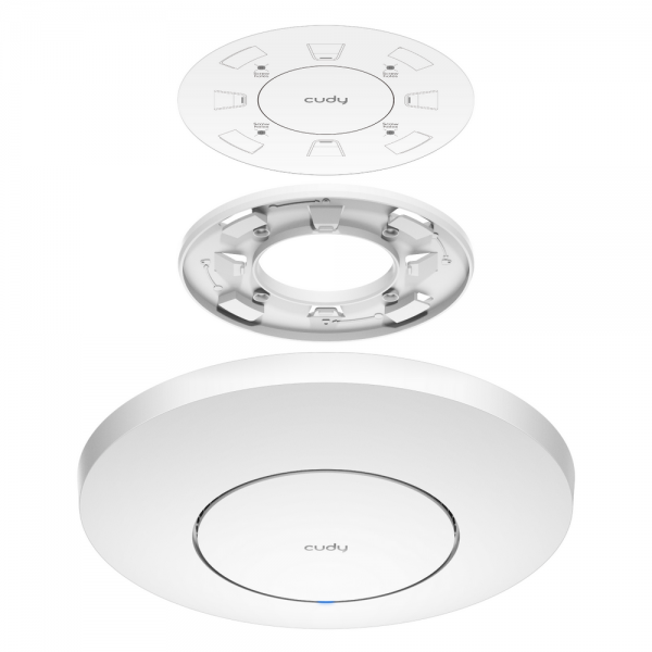 Точка доступа Wi-Fi CUDY AX3000 Wi-Fi 6 2 5G Access Point AX3000 Dual Band Ceiling Mount Wi-Fi 6 Access Point, Chipset MT7981, 802.11ax/ac/a/b/g/n, 2402Mbps at 5GHz + 574Mbps at 2.4GHz, 1 x 2.5G RJ45 Port, MU-MIMO, Support 12V DC or  802.3at PoE or Passiv