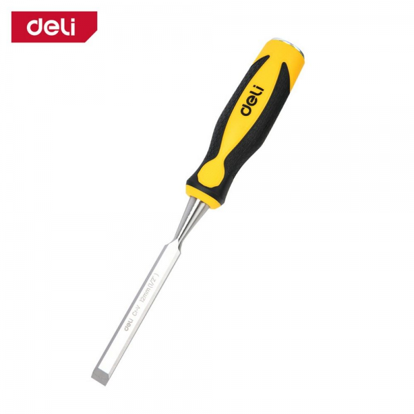 Стамеска плоская Deli EDL6212-E1 ширина 12мм, длина 140мм, CrV, прорезиненная рукоять