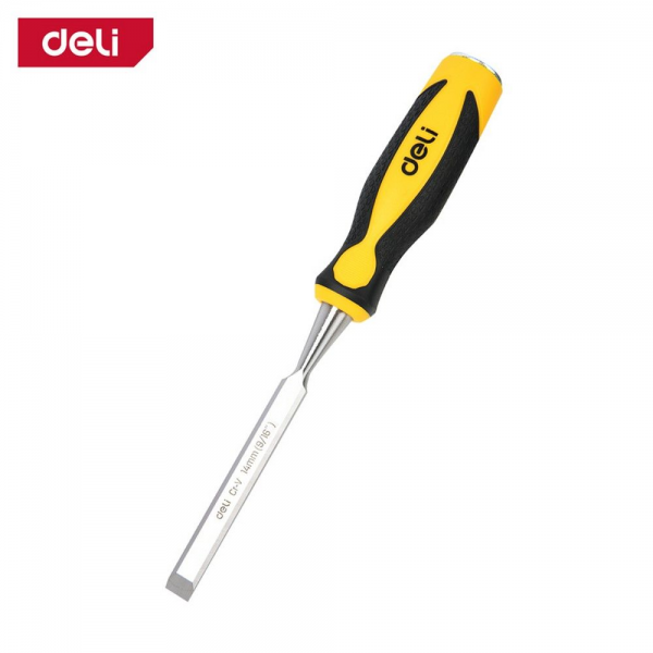 Стамеска плоская Deli DL6214-E1 ширина 14мм, длина 140мм, CrV, прорезиненная рукоять