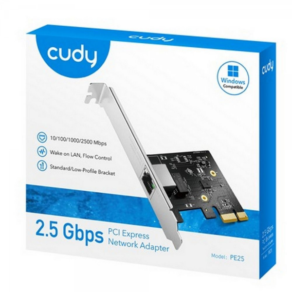 PE25 2,5-гигабитный адаптер PCI-E, чипсет: Realtek, автоматическое согласование скорости (10/100/1000/2500 Мбит/с), поддержка стандартов IEEE (802.3ad, 802.3az, 802.1Q, 802.1p, 802.3x, 802.3z, 802.2), поддержка кадров Jumbo, поддерживаемые операционные си