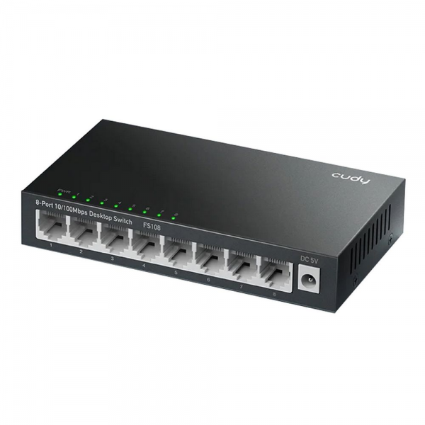 Коммутатор CUDY 8-Port 10/100 Mbps Metal Switch 8-Port 10/100 Mbps Desktop Switch, 8 10/100M RJ45 Ports, Loop Detection, Metal Case, Power Saving, Plug & Play, Wall-Mount