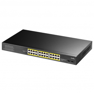Коммутатор CUDY 24-Port Gigabit PoE+ Switch with 2 SFP ports 300W 24-10/100/1000 BASE-T Gigabit ports, 19-inch, 2-1000 BASE-X SFP Slot, 24-port IEEE 802.3at PoE+ Injector, Supports PoE power up to 30W for each PoE port,  CCTV Mode (Transmit distance up to