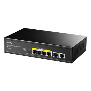 Коммутатор CUDY 6-Port 10/100M PoE+ Switch 60W 6-Port 10/100M PoE Switch with 4 POE Ports Unmanaged Desktop Switch, support 4-port IEEE 802.3at PoE+ Injector (Port-1 to Port-4), Supports PoE power up to 30W for each PoE port, CCTV Mode (Transmit distance 