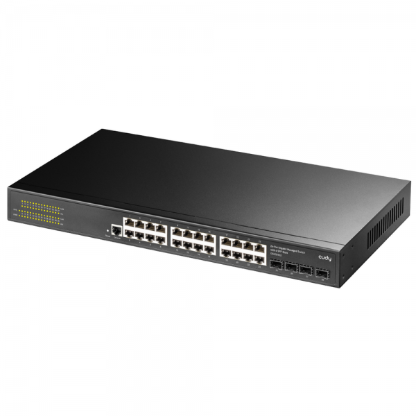 Коммутатор CUDY  GS2024S2  24-Port Layer 2 Managed Gigabit Switch with 4 Gigabit SFP Slots 24-Port Layer 2 Managed 10/100/1000M Switch, 24 Gigabit Ethernet ports + 4 Gigabit SFP ports + 1 management port, backplane bandwidth 56Gbps, Layer 2 network manage