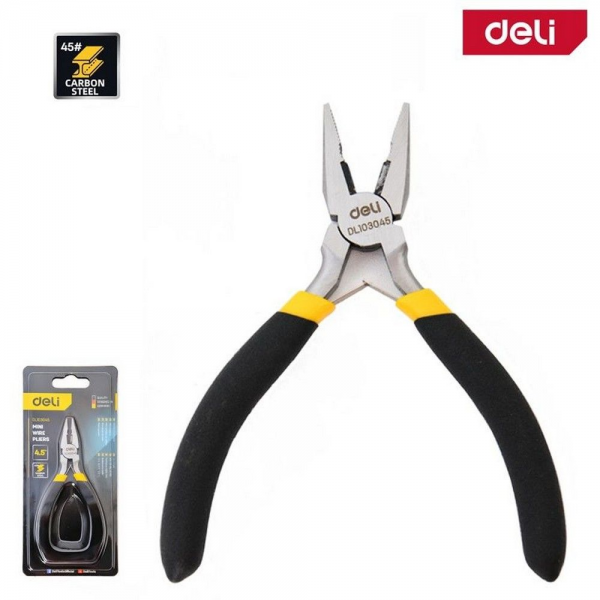 Мини-плоскогубцы Deli DL103045 115мм, прорезиненная рукоять