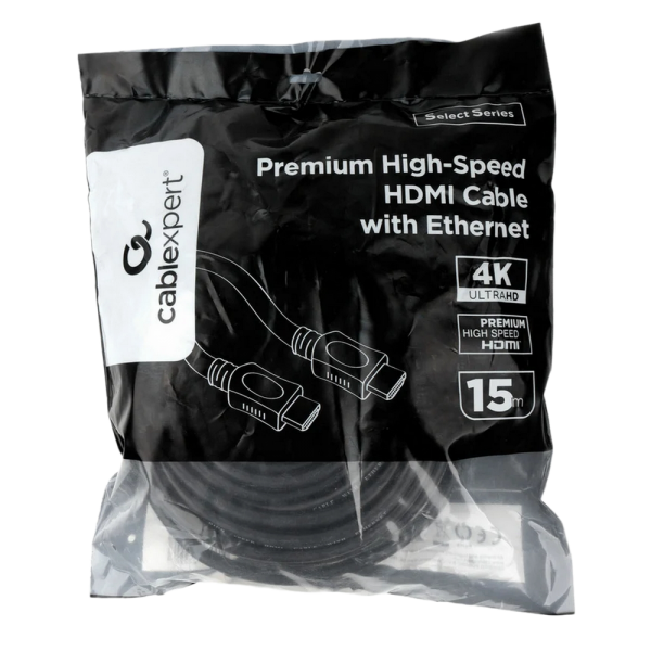 Кабель HDMI Cablexpert CC-4L-15M черный, серия Light (CCS), 15м, HDMI 2.0, 19M/19M, позол.контакты, экран, пакет