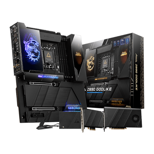 Материнская плата MSI MEG Z890 GODLIKE Z890, LGA1851, 4*DDR5, 2*PCIEx16, 1*PCIEx4, 8*M.2, 7*TypeC, 8*USB3.2Gen2, 4*USB3.2Gen1, 4*USB2.0, 4*SATA3.0, 10G, 5G, 2xType-C(DP), E-ATX, RTL