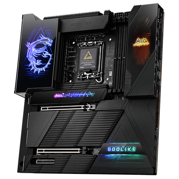 Материнская плата MSI MEG Z890 GODLIKE Z890, LGA1851, 4*DDR5, 2*PCIEx16, 1*PCIEx4, 8*M.2, 7*TypeC, 8*USB3.2Gen2, 4*USB3.2Gen1, 4*USB2.0, 4*SATA3.0, 10G, 5G, 2xType-C(DP), E-ATX, RTL
