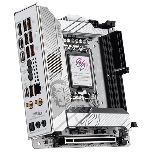 Материнская плата MSI MPG Z890I EDGE TI WIFI Z890, LGA1851, 4*DDR5, 2*PCIEx16, 1*PCIEx1, 5*M.2, 2*TypeC, 4*USB3.2Gen2, 6*USB3.2Gen1, 5*USB2.0, 4*SATA3.0, 5G, 2*Type-C(DP), HDMI, ATX, RTL