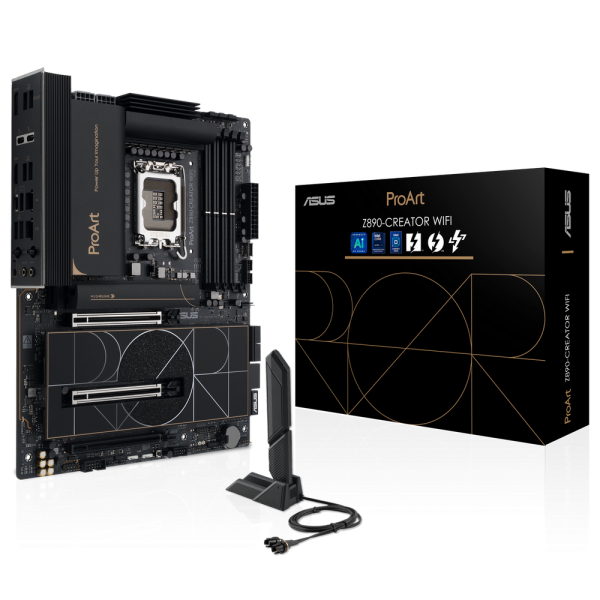 Материнская плата ASUS PROART Z890-CREATOR WIFI LGA1851 ATX 4xDDR5 3xPCIEx16 5xM.2 3хThunderbolt DP HDMI 2.5GLAN 10GLAN Wi-Fi 7