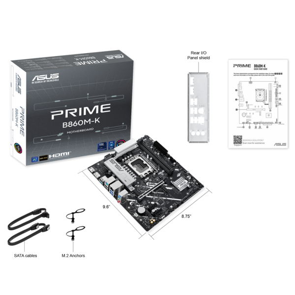 Материнская плата ASUS PRIME B860M-K LGA1851 mATX 2xDDR5 PCIEx16 2xPCIEx1 2xM.2 DP HDMI 2.5GLAN