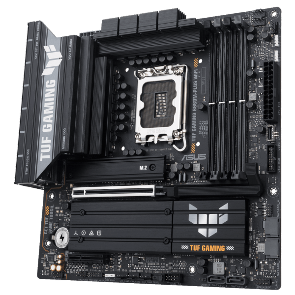Материнская плата ASUS TUF GAMING B860M-PLUS WIFI LGA1851 mATX 4xDDR5 PCIEx16 PCIEx4 3xM.2 USB-C DP HDMI 2.5GLAN Wi-Fi 7