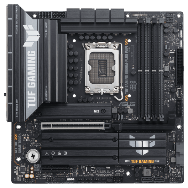 Материнская плата ASUS TUF GAMING B860M-PLUS WIFI LGA1851 mATX 4xDDR5 PCIEx16 PCIEx4 3xM.2 USB-C DP HDMI 2.5GLAN Wi-Fi 7