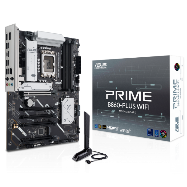 Материнская плата ASUS PRIME B860-PLUS WIFI LGA1851 ATX 4xDDR5 5xPCIEx16 2xM.2 USB-C DP HDMI 2.5GLAN Wi-Fi 6Е