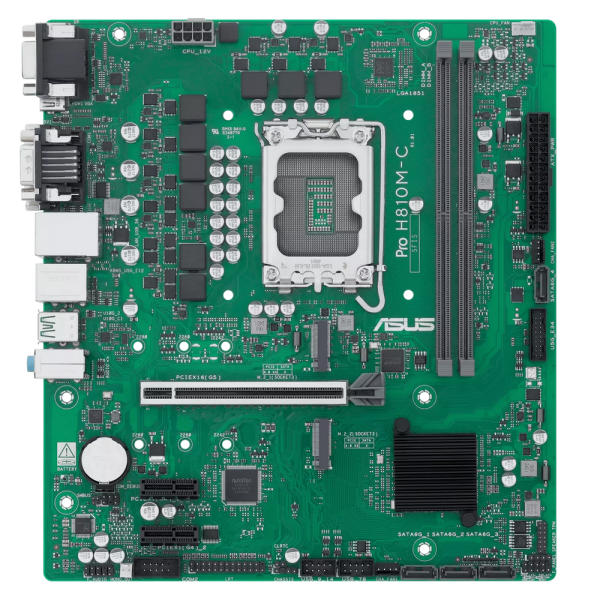 Материнская плата ASUS PRO H810M-C-CSM LGA1851 mATX 2xDDR5 PCIEx16 2xPCIEx1 2xM.2 USB-C DP HDMI DVI VGA GLAN