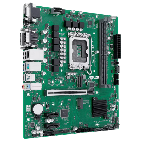 Материнская плата ASUS PRO H810M-C-CSM LGA1851 mATX 2xDDR5 PCIEx16 2xPCIEx1 2xM.2 USB-C DP HDMI DVI VGA GLAN