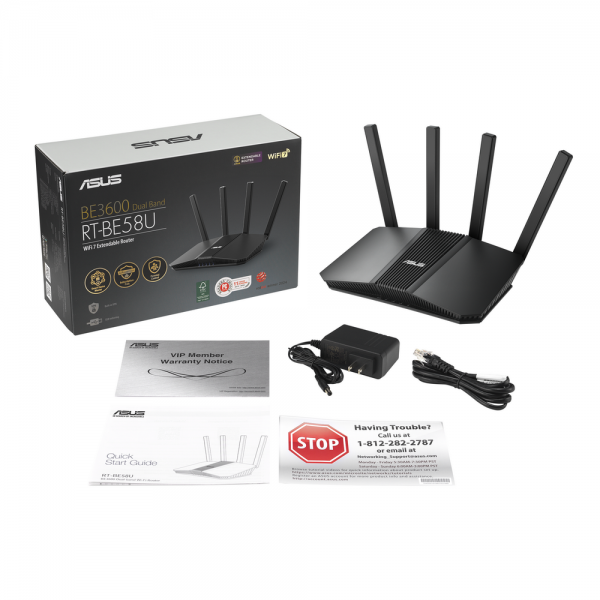 Маршрутизатор ASUS RT-BE58U ( RT-BE58U/EU) WiFi 7 2882+688Mbps 2.5G 4x1G USB 5GHz/2.4GHz