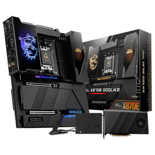 Материнская плата MSI MEG X870E GODLIKE X870E, AM5, 4*DDR5, 2*PCIEx16, 1*PCIEx4, 7*M.2, 7*TypeC, 8*USB3.2Gen2, 4*USB3.2Gen1, 4*USB2.0, 4*SATA3.0, 10G, 5G, 2*Type-C(DP), E-ATX, RTL
