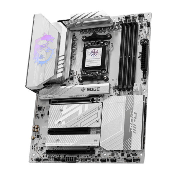 Материнская плата MSI MPG B850 EDGE TI WIFI B850, AM5, 4*DDR5, 3*PCIEx16, 4*M.2, 3*TypeC, 2*USB3.2Gen2, 1*USB3.2Gen1, 4*USB2.0, 4*SATA3.0, 5G, HDMI, ATX, RTL
