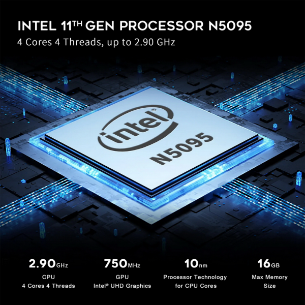 Мини-компьютер Beelink MINI S, CPU: Intel® Celeron® N5095 Processor , 4C/4T , GPU : Intel® UHD Graphics , 8GB DDR4 RAM  128GB SSD , Wi-Fi 5 ; Bluetooth 5.0; LAN 1000M