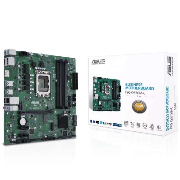 Материнская плата ASUS PRO Q670M-C-CSM LGA1700 mATX 4xDDR5 PCIEx16 2xPCIEx1 1xM.2 2xDP HDMI GLAN