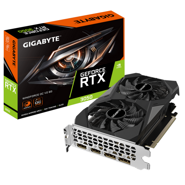 Видеокарта Gigabyte RTX3050 WINDFORCE OC V2 6GB GDDR6 96bit 2xDP 2xHDMI 2FAN RTL