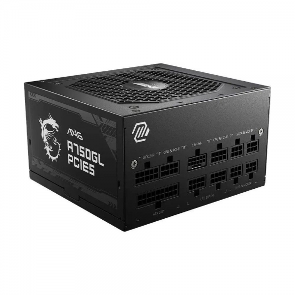 Блок питания ПК MSI MAG A750GL PCIE5 EU, 750W, Fully-Modular, 80 Plus Gold, Color Box, Pallet packing,7Y Warranty, ATX 3.1, PCIE5.1