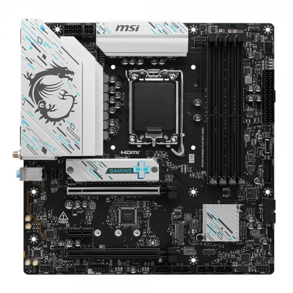 Материнская плата MSI B760M GAMING PLUS WIFI DDR4 B760, LGA1700, 4*DDR4, 5*PCIEx16, 2*M.2, 2*TypeC, 2*USB3.2Gen2, 2*USB3.2Gen1, 8*USB2.0, 4*SATA3.0, 2.5G, DP, HDMI, ATX, RTL