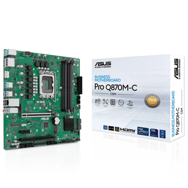 Материнская плата ASUS PRO Q870M-C-CSM LGA1851 mATX 4хDDR5 2хPCIEx16 PCIEx1 2xM.2 USB-C DP HDMI GLAN
