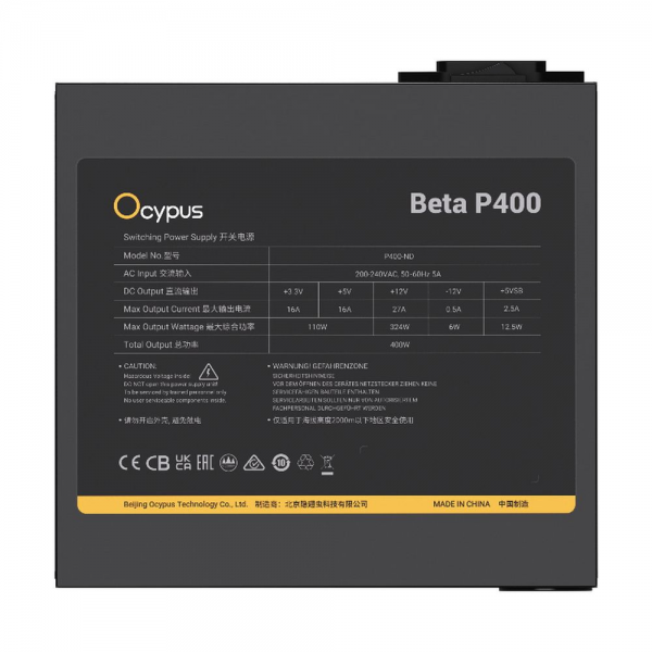 Блок питания PSU Ocypus Beta P400 [P400-ND] 400W  / APFC / TW capacitors