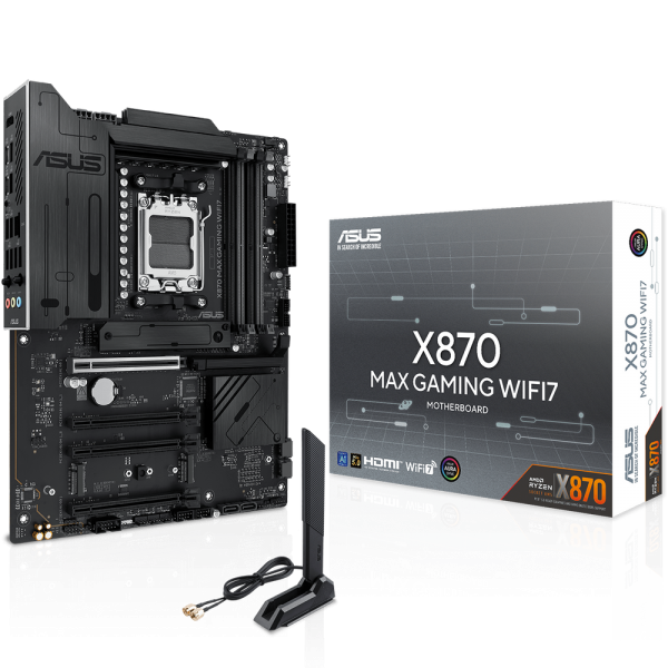 Материнская плата ASUS X870 MAX GAMING WIFI7 AM5 ATX 4xDDR5 4хPCIEx16 PCIEx1 4xM.2 2xUSB-C HDMI 2.5GLAN Wi-Fi 7