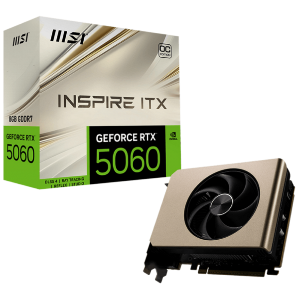 Видеокарта MSI RTX5060 INSPIRE ITX OC 8GB GDDR7 128bit 3xDP HDMI 1FAN RTL
